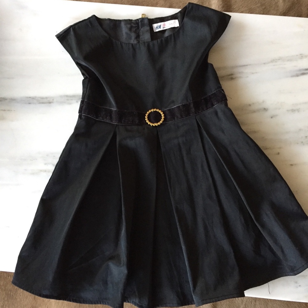 H&M Black Satin + Velvet Formal Dress